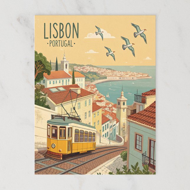 Carte Postale Tramway vintage Lisbonne Portugal (Créateur téléchargé)