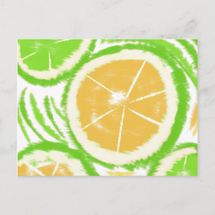 Carte Postale Tranche de citron vert tie dye abstrait