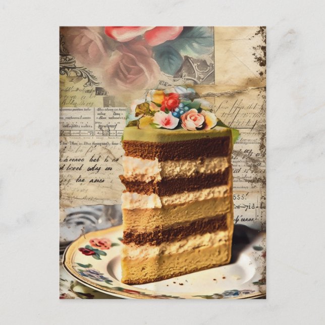 Carte Postale Tranche de gâteau de mariage (Devant)