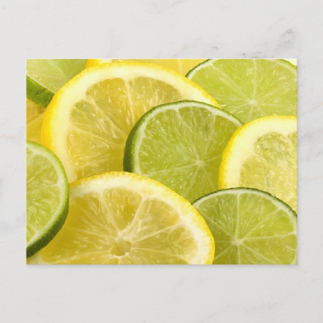 Carte Postale Tranches de citron et de citron vert (Devant)