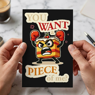 Carte Postale Tranches de gâteau en colère drôle prêtes à se bat