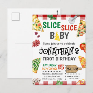 Carte Postale Tranches Tranches Bébé Fête Pizza 1er Anniversaire