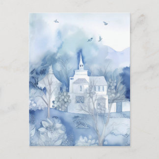 Carte Postale Tranquil Blue Village – Boho Landscape