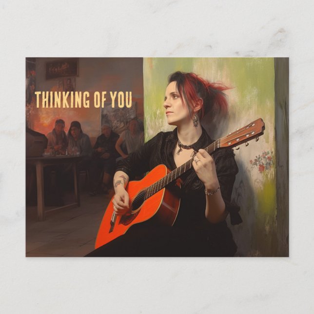 Carte Postale Transfemme jouant dans un bar le vendredi soir (Devant)