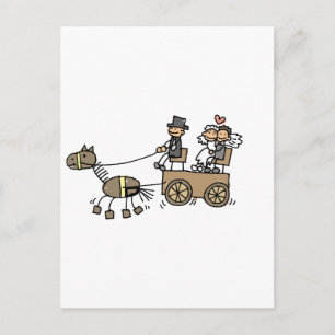 Carte Postale Transport De Cheval Dessiné Pour Mariages