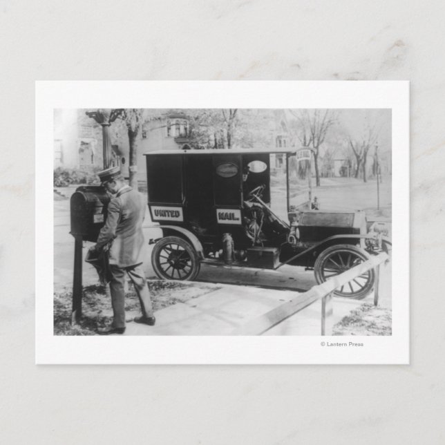 Carte Postale Transporteur de courrier avec "United Mail" Automo (Devant)