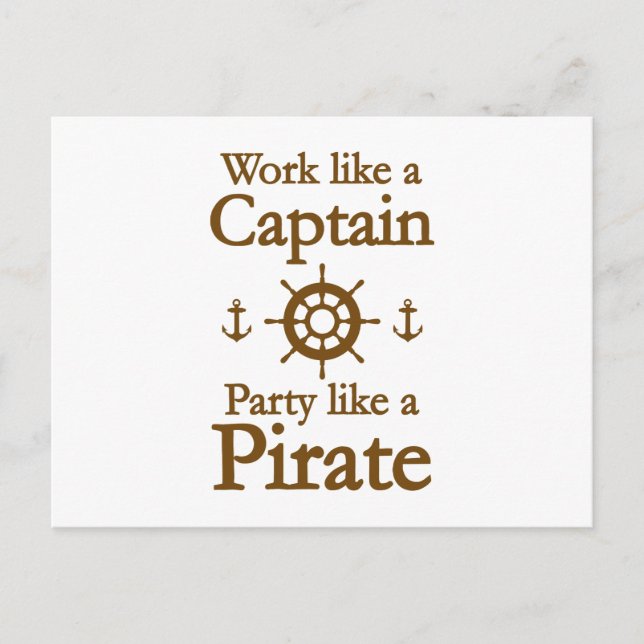 Carte Postale Travailler Comme Une Partie Capitaine Comme Un Pir (Devant)
