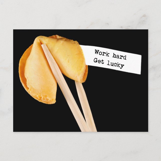 Carte Postale Travailler dur Obtenez Luctune Fortune Cookie Cart (Devant)
