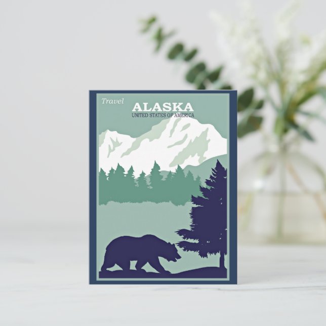 Carte Postale Travel Alaska, poster vintage, (Debout devant)