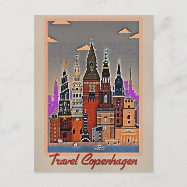 Carte Postale Travel Copenhagen, Danemark (Devant)