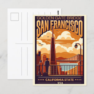 Carte Postale Travel Vintage San Francisco, CA cadeaux de couple
