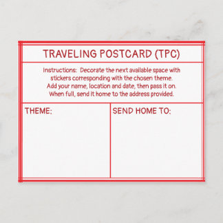 CARTE POSTALE TRAVELING POSTCARD (TPC)