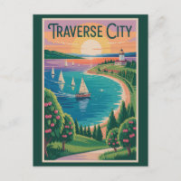 Traverse City Lake Michigan Illustration Voyage