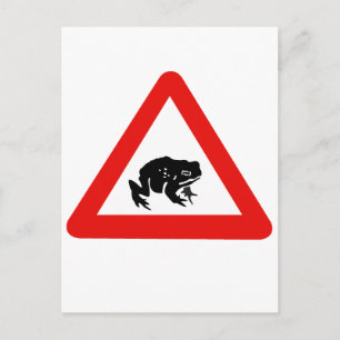 Carte Postale Traversée de grenouilles, panneau de signalisation