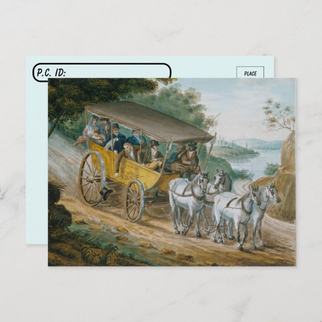 Carte Postale Traversée - Voyage par Stagecoach Fine Art (Devant / Derrière)