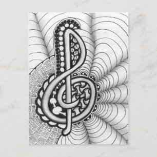 Carte Postale Treble Clef Music Doodle