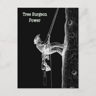Carte Postale Tree Surgeon Arborist at work present Chainsaw