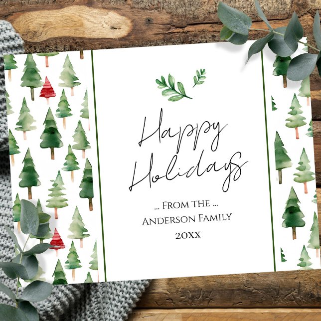 Carte Postale Trees Woodland Famille voeux de Noël (Créateur téléchargé)