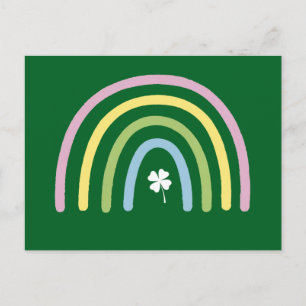 Carte Postale Trèfle à quatre feuilles Arc-en-ciel Saint Patrick