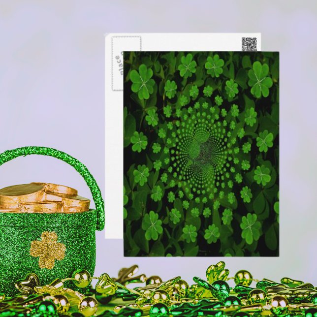 Carte Postale Trèfle à quatre feuilles Kaléidoscope (Four Leaf Clover Kaleidoscope Postcard)