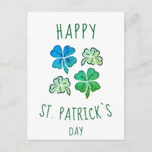 Carte Postale Trèfle Shamrock Vert Joyeux St. Patrick 