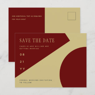 Carte Postale Trending Burgundy Gold Wedding ENREGISTRER LA DATE