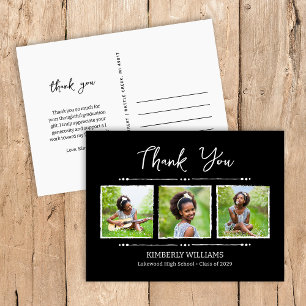 Carte Postale Trendy 3 Photo Collage Merci de graduation