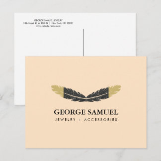 Carte Postale Trendy Gold Dipped Boho Feather Designer Pink 