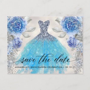 Carte Postale Trendy Photo Floral de Quinceañera Enregistrer la