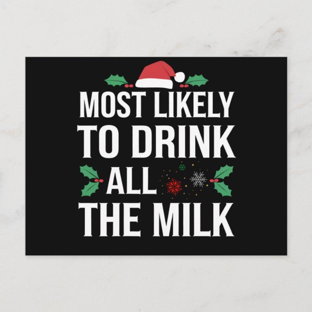 Carte Postale Très Probable De Boire Tout Le Lait Noël Matchi (Devant)