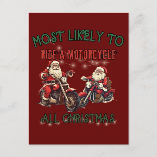 Carte Postale Très Probable De Circuler En Moto Tout Noël! (Devant)