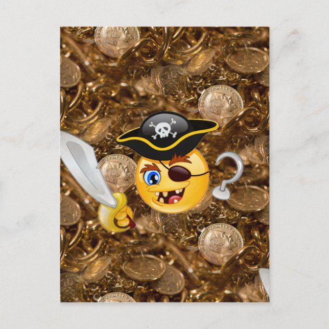 Carte Postale trésor pirate emoji (Devant)