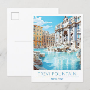 Carte Postale Trevi Fontaine Roma Italie Vintage voyage