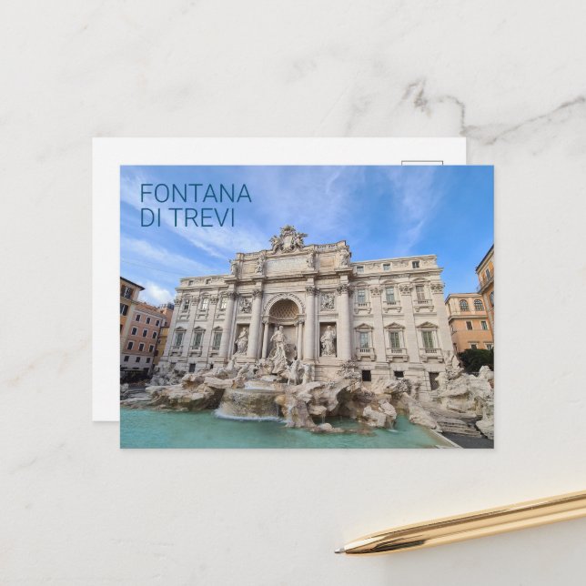 Carte Postale Trevi Fontaine Rome Italie Vacances Panorama (Devant/Arrière en situation)