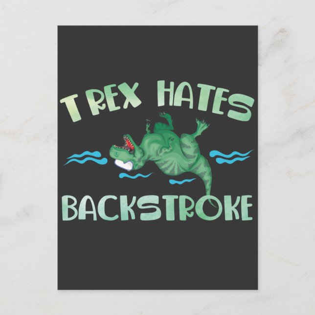 Carte Postale TRex Hates Backstroke sports nautiques Dino Natati (Devant)