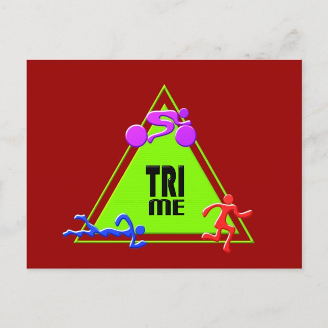 Carte Postale TRI Triathlon Swim Bike Run TRIANGLE TRI ME Design (Devant)