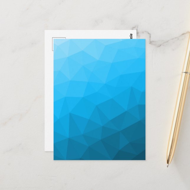 Carte Postale Triangle motif de maillage géométrique dégradé cya (Devant/Arrière en situation)