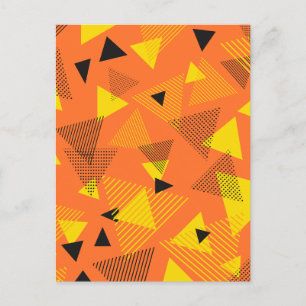 Carte Postale Triangles d'Art Moderne Abstrait Orange Jaune Noir