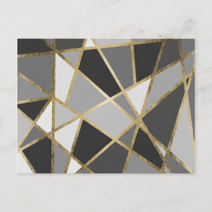 Carte Postale Triangles d'or Geo moderne noir et gris