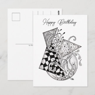Carte Postale Triangles floraux, dessin enchevêtré -
