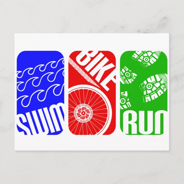 Carte Postale Triathlon Blocs de couleurs TRI (Devant)
