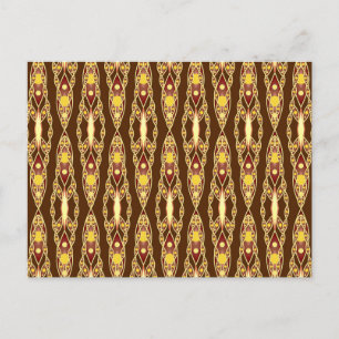 Carte Postale Tribal Batik - Chocolat Brown et beige