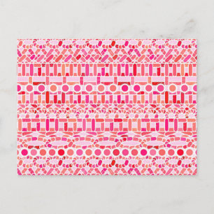 Carte Postale Tribal Batik - nuances de rose et de corail