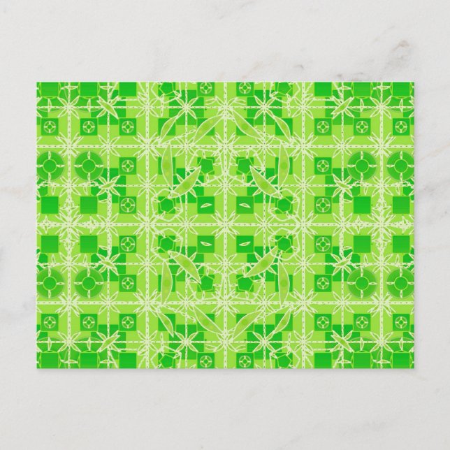 Carte Postale Tribal Batik - nuances vert citron (Devant)
