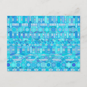 Carte Postale Tribal Batik - tons bleus