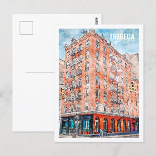 Carte Postale Tribeca New York célèbre Voyage Aquarelle croquis