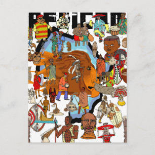 Carte Postale Tribus à coeur Lion Culturel Africain