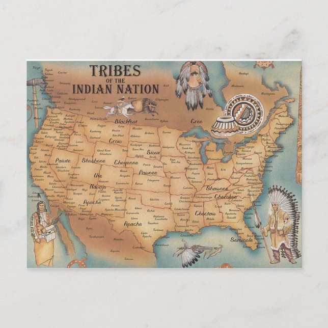 Carte Postale Tribus de la nation indienne (Devant)