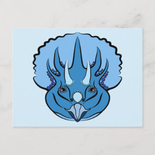 Carte Postale Tricératops Blue Cute Dinosaur