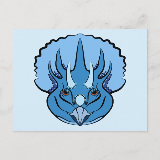 Carte Postale Tricératops Blue Cute Dinosaur (Devant)